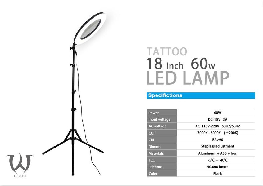 Кольцевая LED лампа AVA 18inch 60W ledlampava фото