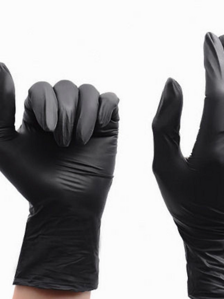 Рукавички нітрилові M (чорні) 100 шт glovesm100 фото